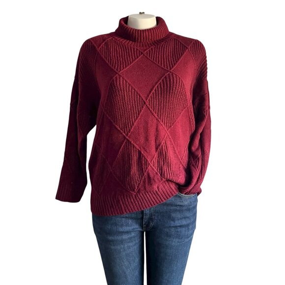 Oxblood Red Turtleneck Sweater Plus - 3X - Picture 2 of 4